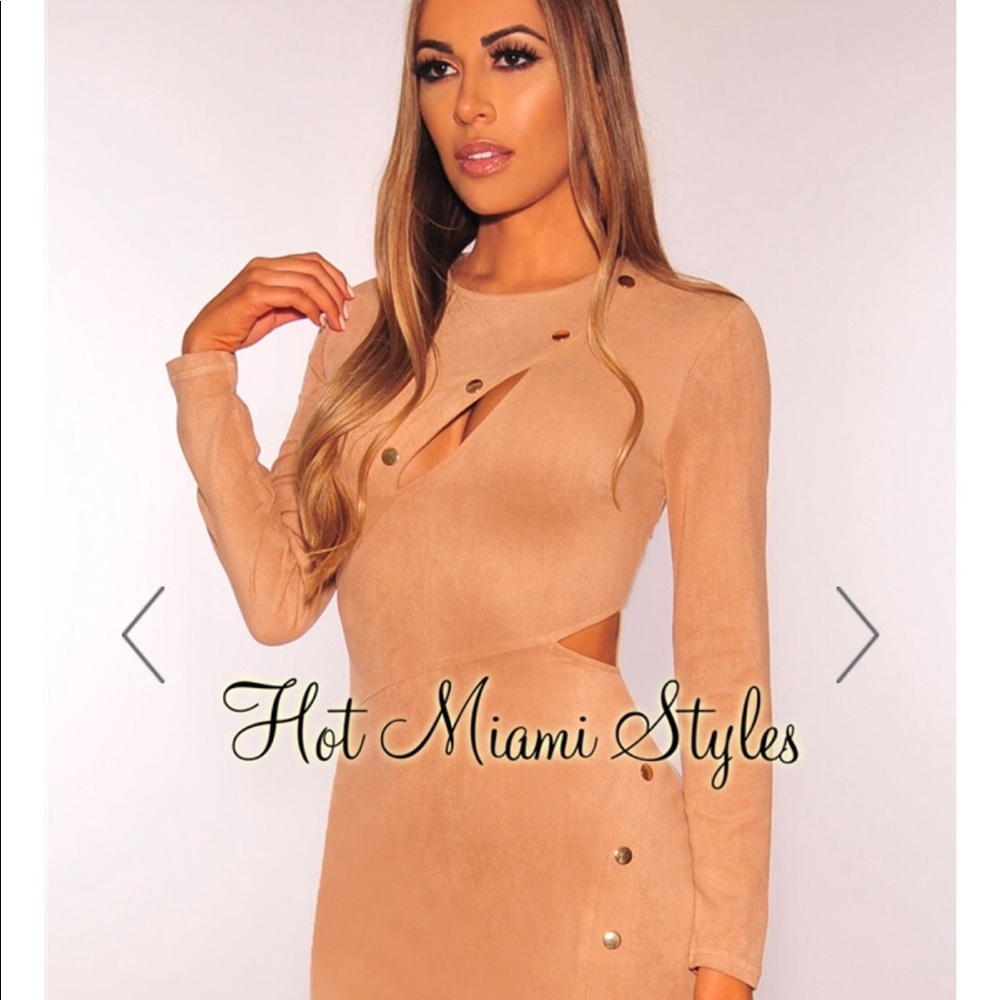 Sexy cut out faux suede dress